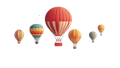 Colorful hot air balloons against a dark background