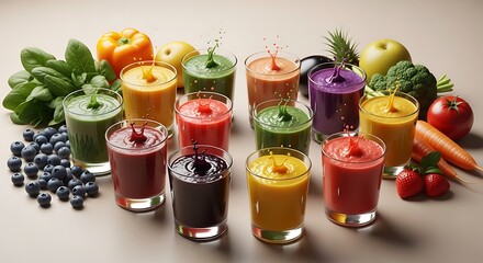 Vibrant Rainbow Smoothies, a Colorful Bounty of Healthy Drinks.