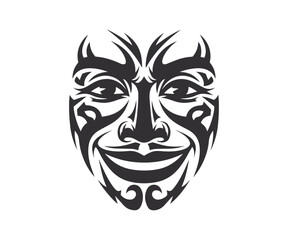Smiling Face Silhouette Icon, Bold Black Art