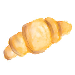 bread croissant pastry illustration watercolor transparant background