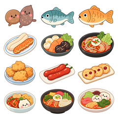 set of food 한국 분식 길거리 음식 겨울 간식 세트 