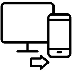 Monitor to Smartphone Line Icon of Device switching (tablet to PC, phone to smart TV) Icon Set