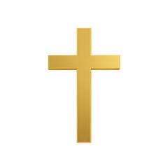 Elegant gold cross symbolizing faith and spirituality in a minimalist design for religious themes and artwork isolated on white or transparent background. PNG