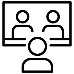 Team Presentation Line Icon of Virtual Hangout Spaces Icon Set
