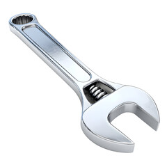 Obraz premium Close-up of a shiny adjustable wrench on a black background providing ample copy space