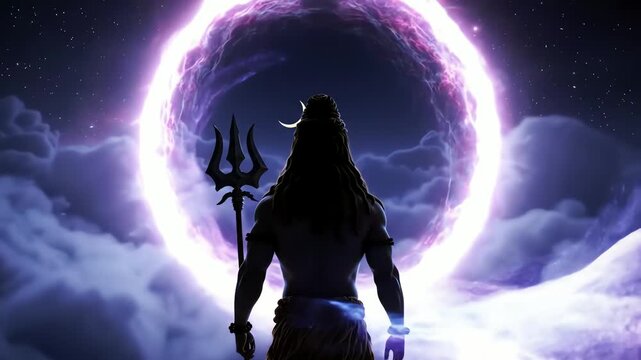 Lord Shiva wallpaper, cosmic portal, mystical, divine power, spiritual awakening, ancient deity illustration