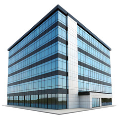 Modern glass office building isolated on transparent background