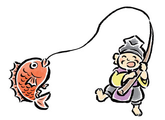 鯛を釣り上げる恵比寿天