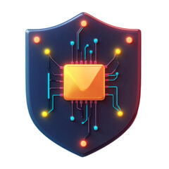 Cybersecurity Shield with AI Microchip