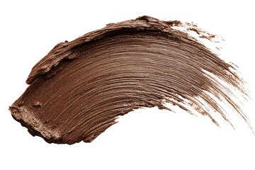Close-up of a smudged, light brown makeup product, swirled and textured on a black background