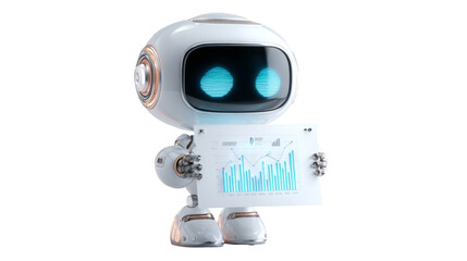 Futuristic Robot Assistant Showing Growth Graph