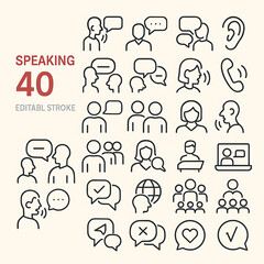 Cooperation Icons Set – Editable Stroke Line Business & Teamwork Symbols