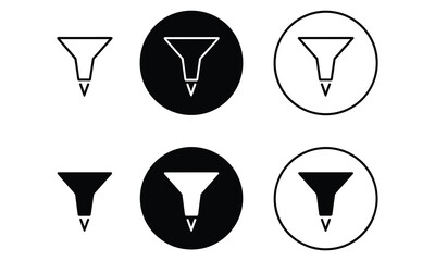 Collection Of Funnel Icons In Black White And Outline Styles filter cone