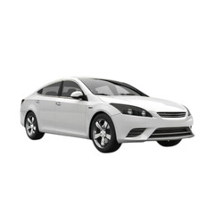 White sedan car isolated on white background