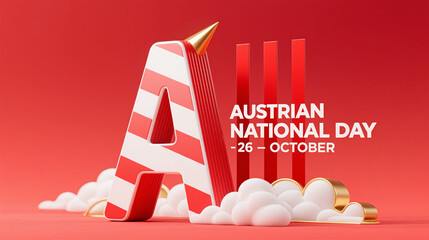The letter "A" and clouds represent the national symbol and festive atmosphere of Austria's National Day, used in promotional scenes for Austria's National Day.