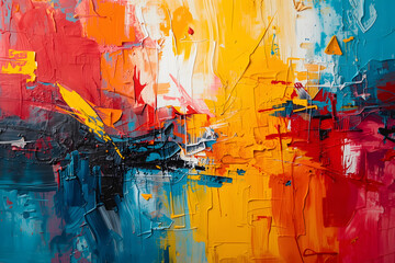 Vibrant symphony of colors, Abstract expressionism in bold strokes and textures unveils emotion