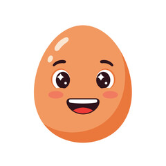 Fototapeta premium A cartoon brown egg with a happy face pink cheeks and wide eyes