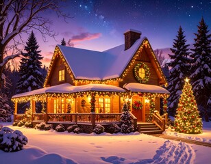 Cozy Cabin Decorated for Christmas