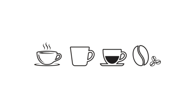 Minimalist Coffee Concept with Cups and Beans on Black Background for Cafe Menu or Food Blog Promotion and Digital Marketing Campaigns