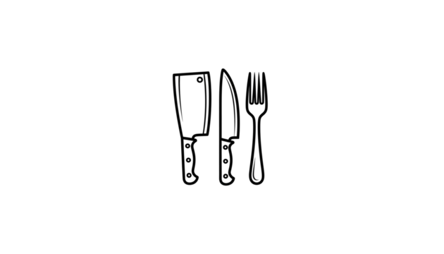 Minimalist Cutlery Outline Knife and Fork Illustration for Culinary Design Projects and Restaurant Branding with Clean Aesthetic - Powered by Adobe