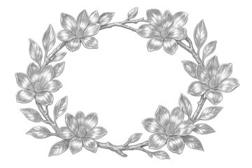 Delicate floral wreath highlighting soft blooming flowers, intricately arranged with verdant leaves on transparent backdrop