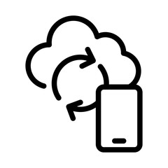 Mobile Cloud Sync Line Icon of Cross-platform Syncing Icon Set