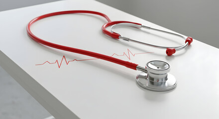 Modern Stethoscope on a Table Depicting Heartbeat Readings and Medical Equipment for Healthcare and Wellness Monitoring in Clinical Settings