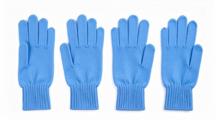 Obraz premium knitted gloves. gloves isolated on white background. gloves a top view.blue gloves .