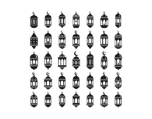 Islamic Lantern Silhouette Icon Collection


