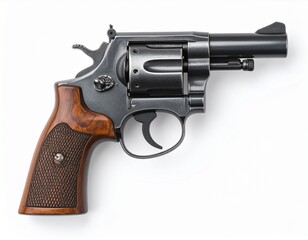 Pistol revolver isolated on white background. Vintage pistol revolver. Pistol revolve