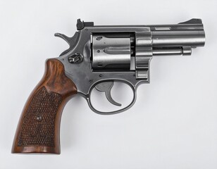 Pistol revolver isolated on white background. Vintage pistol revolver. Pistol revolve