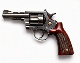 Pistol revolver isolated on white background. Vintage pistol revolver. Pistol revolve