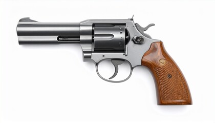 Pistol revolver isolated on white background. Vintage pistol revolver. Pistol revolve