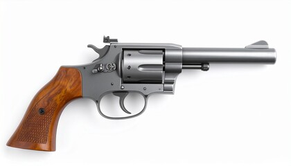 Pistol revolver isolated on white background. Vintage pistol revolver. Pistol revolve