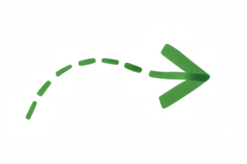 Green directional arrow with dashed outline pointing rightward, transparent background highlighting navigational graphic element
