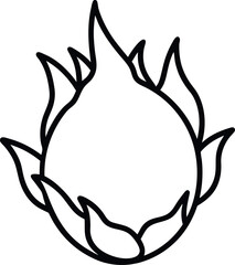 Black and White Dragon Fruit Vector Drawing