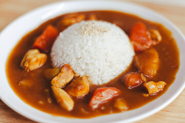 Chicken curry rice made at home in Japanese food style