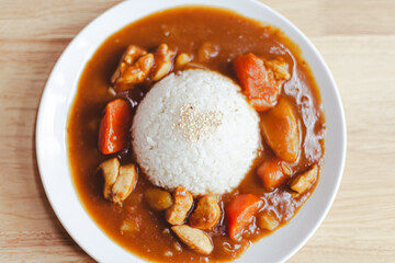 Chicken curry rice made at home in Japanese food style
