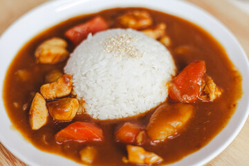 Chicken curry rice made at home in Japanese food style