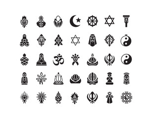 Set of universal religion icons for both web and mobile

