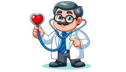 Cartoon Doctor Character Holding Stethoscope