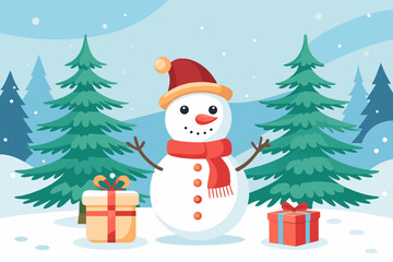christmas card with snowman