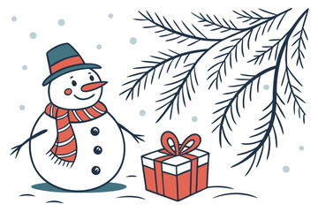 christmas card with snowman