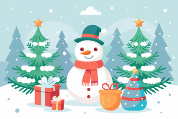 snowman with gifts