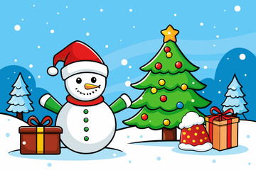 christmas card with snowman