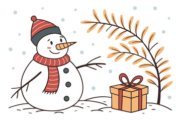 snowman with gifts