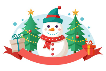 snowman with christmas tree