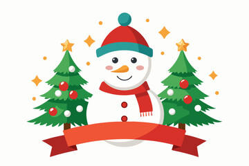 snowman with christmas tree