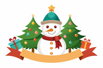 christmas tree with snowman