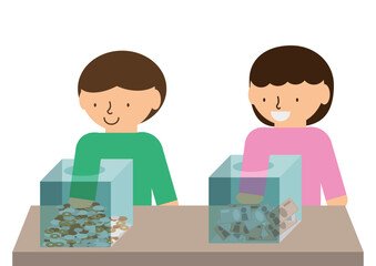 お金のつかみ取りを楽しんでいる人のイメージ素材